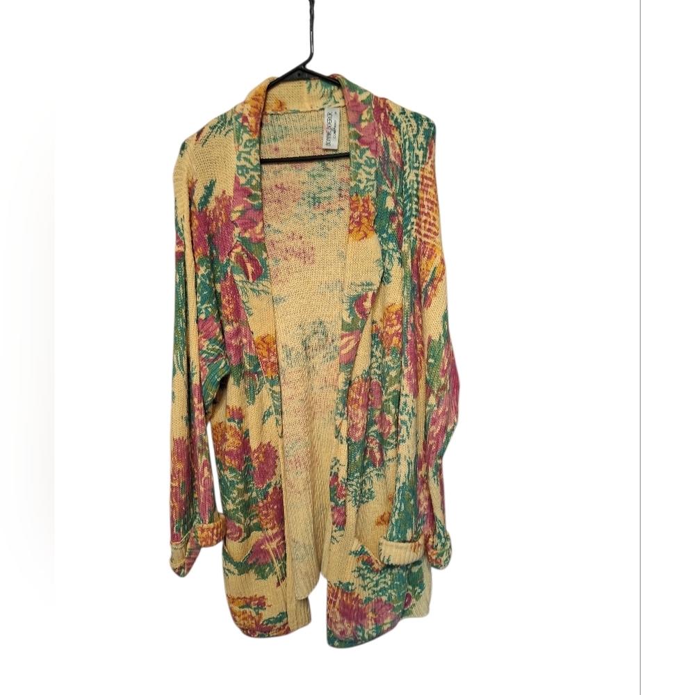 Vintage Bonnie Boerer Sweater Oversized Floral Boho ARTSY SHABBY CHIC READ AD - Picture 2 of 6